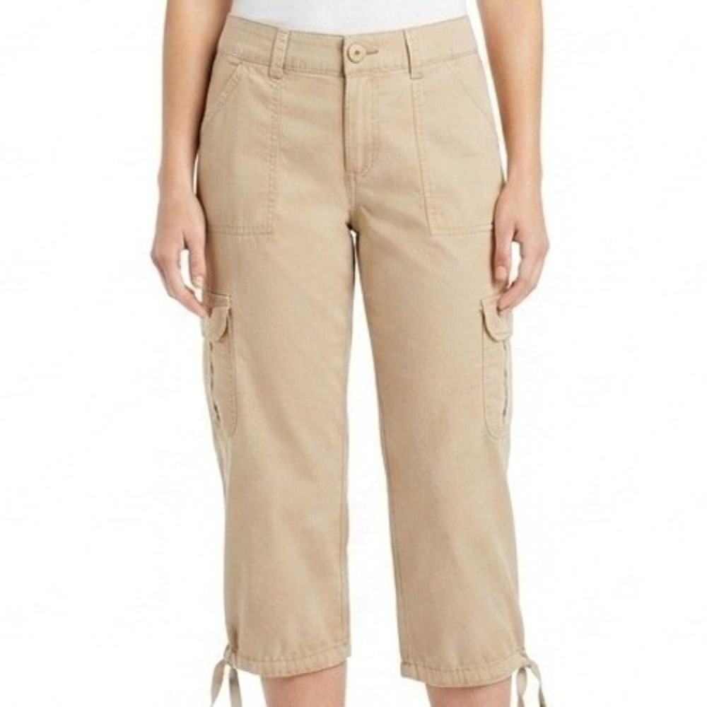 St. John's‎ Bay Cargo Crop Pants Womens 10 Tan Comfort Waist Capri NWT